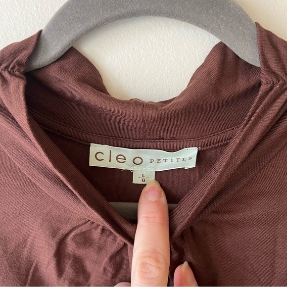 Cleo petites brown mock neck long sleeve top size large soft stretchy minimalist - Picture 4 of 8
